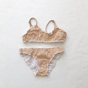 Zara NWT mustard grid plaid 2 pc bikini 8-9Y